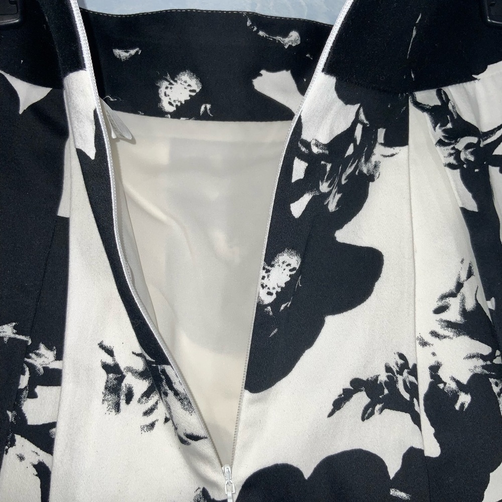 Antonio Melani Black & White Floral Flare Lined Pleats Skirt Office Casual Sz 4 - Picture 6 of 8